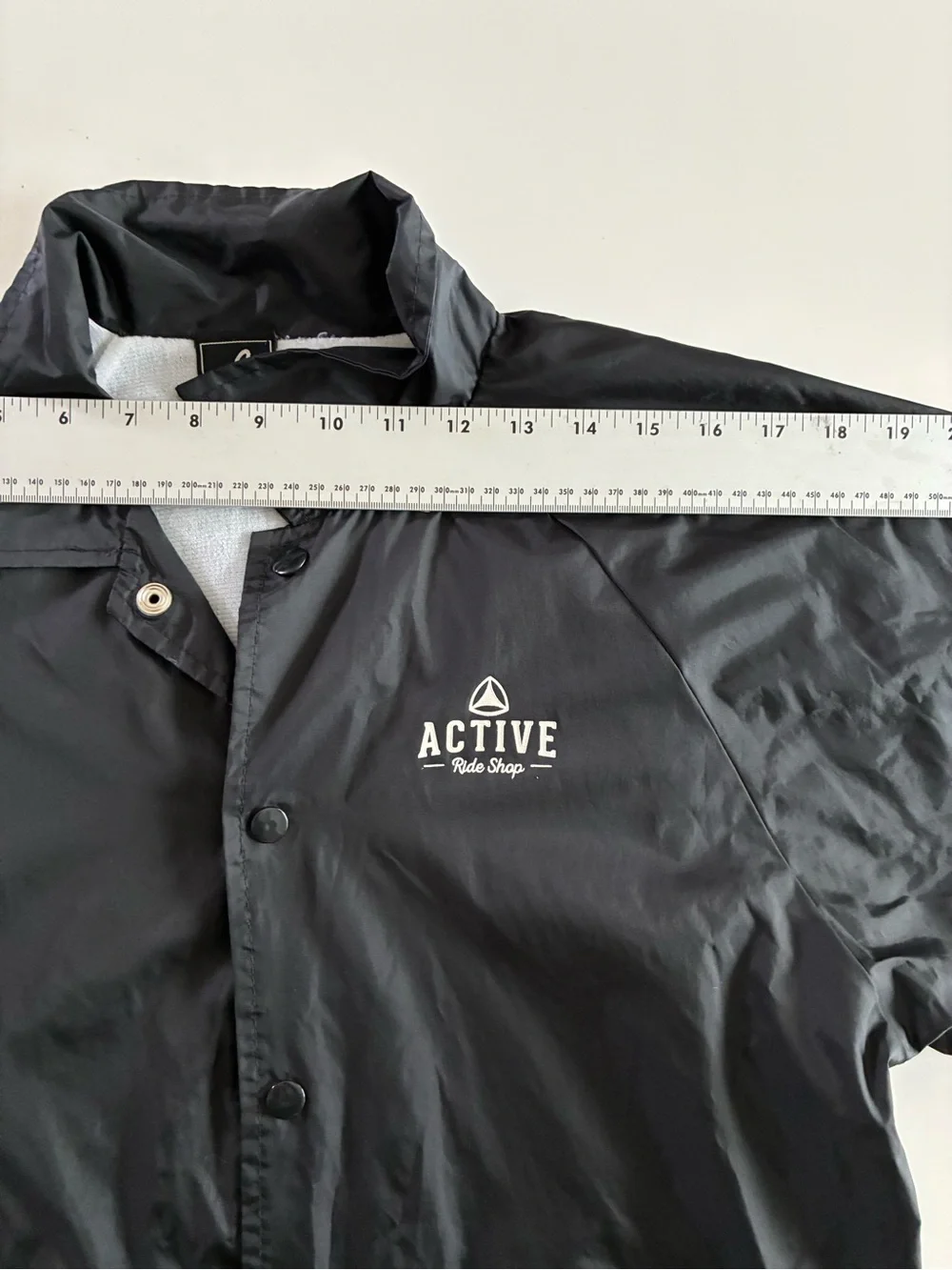 ACTIVE RIDE SHOP L BLACK NYLON WINDBREAKER BUTTON UP JACKET SKATER STYLE#3101